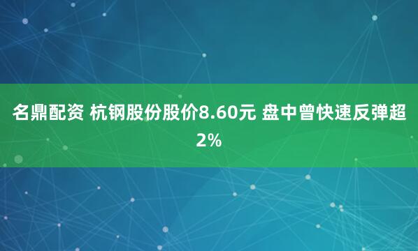 名鼎配资 杭钢股份股价8.60元 盘中曾快速反弹超2%