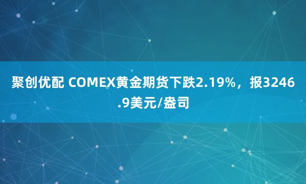聚创优配 COMEX黄金期货下跌2.19%，报3246.9美元/盎司