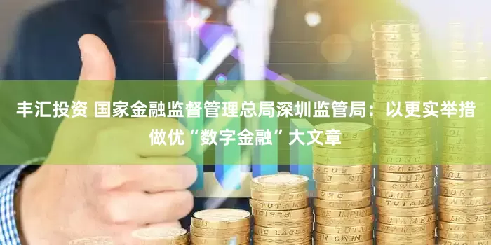 丰汇投资 国家金融监督管理总局深圳监管局：以更实举措做优“数字金融”大文章